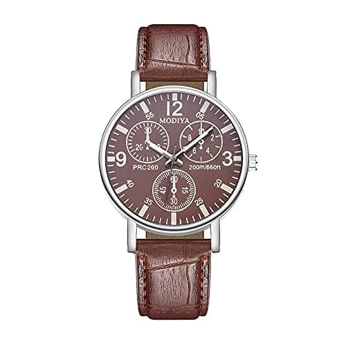 Image of Men's Glass Watches Belt Blue Men Watch Watch Quartz Three Men's Watch Sports Watch for Men (C, One Size)