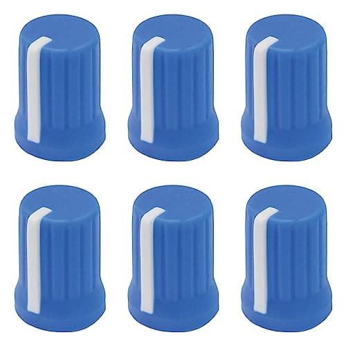 Image of 6mm D-Shaft Hole Rubber Soft Grip Vibrant Colour Body Mixer Knobs Pack of 6 (Blue)