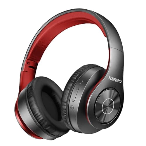 Image of Bluetooth Headphones Wireless,Tuinyo Over Ear Stereo Wireless Headset 35H Playtime with deep bass, Soft Memory-Protein Earmuffs, Built-in Mic Wired Mode PC/Cell Phones/TV-black/red