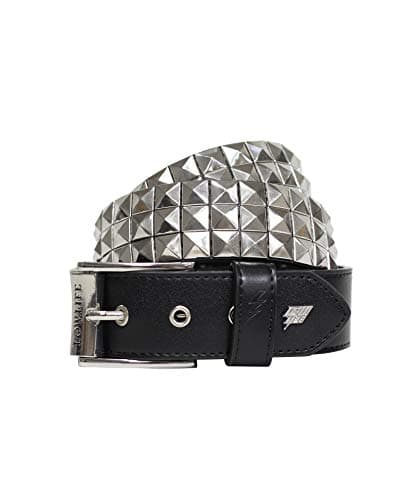 Image of Lowlife Triple S Studded Leather Belt in Black and Silver size 36" - 38" Waist (L)