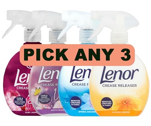 Image of Lenor Crease Releaser Spray, Fabric Care and Freshness, Removes Creases in Fabric – Pick Any 3 Scents: Ruby Jasmine, Exotic Bloom, Spring Awakening, Summer Breeze | 3 x 500ml