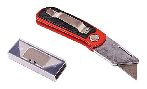 Image of Amtech Folding Lock-Back Utility Knife, Cushion Grip Handle with Quick-Change Blade, for DIY, Packaging and Crafts.