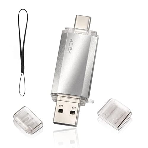 Image of 32GB 2.0 USB Flash Drive 2 in 1 Fast, OTG USB C Flash Drive 32GB 2 in 1 Type C USB 2.0 Metal Pen Drive 32GB USB Flash Drive 32GB for PC/Smartphones/MacBook Pro (Silver)