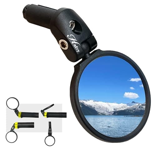 Image of Hafny Bar End Bike Mirror, 68mm Stainless Steel Mirror, Safe Rearview Mirror, HF-MR087 (Black 68 Diameter) … (68mm Stainless Steel Lens)