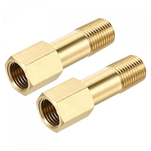 Image of sourcing map Brass Pipe Fitting G1/4 Female to G1/4 Male Thread Adapter 50mm Length Extension Connector Hex Pipe Coupling 2 Pack