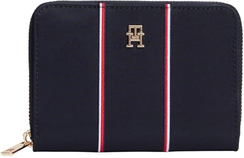 Image of Tommy Hilfiger Women's TH ICON MED ZA NYLON CORP AW0AW17953 Zip Around Wallet, Blue (Blue Corp), One Size