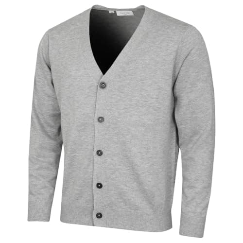 Image of Calvin Klein Mens Blackthorn V-Neck Soft Cardigan - Silver Marl - L