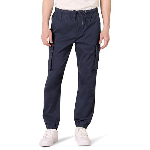 Image of Amazon Essentials Men's Drawstring-Waist Regular-Fit Cargo Joggers, Navy, M