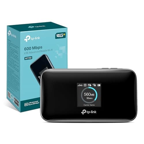 Image of TP-Link M7750 4G+ Cat12 LTE Router with Sim Slot,Dual Band Mobile WiFi Router,600Mbps Portable WiFi,Plug and Play MIFI,Screen Display,Long Battery Life,Micro SD card Storage,APP Control,Compact design