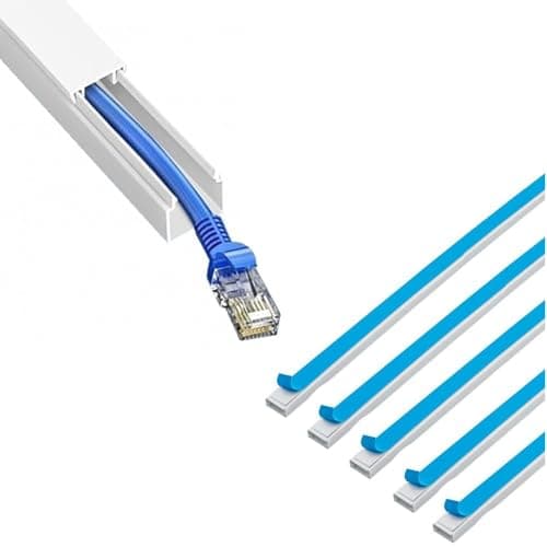 Image of Cable Trunking for Wires Self Adhesive White Plastic Cable Cover - Mini Trunk 16mm x 16mm x 1 Metre Lengths - 5 Length Pack