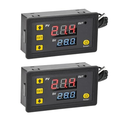 Image of Aideepen W3230 Temperature Controller, 2 Pack DC 12V 20A Digital Thermostat Controller for Heating and Cooling - Temperature Switch
