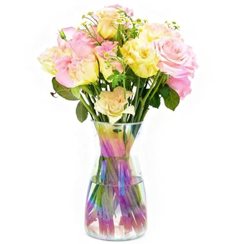 Image of DARENYI Flower Vase Glass 20cm Clear Small Vases for Flowers Modern Design for Living Room, Bedroom, Wedding, Dining Table, Office