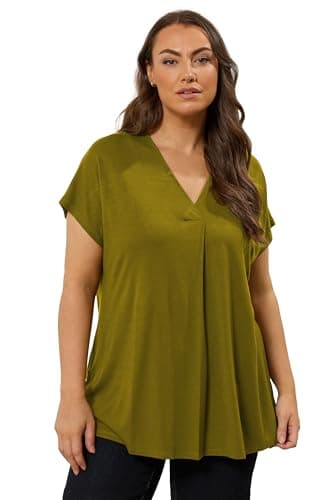 Image of EVANS Curve Premium Jersey Pleat Swing Top - Women's - Plus Size Curve Green