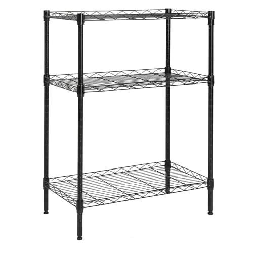 Image of Bonnlo 3-Tier Metal Shelving Unit - Adjustable Storage Rack, for Kitchen Shelves, Pantry, Bathroom & Garage Storage, 90kg Capacity, 59x34x80cm(Black)