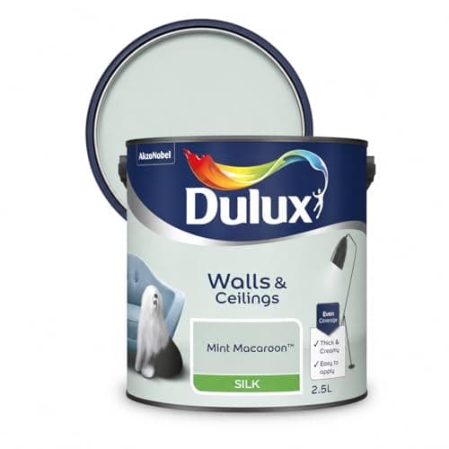 Image of DRW Mint Macaroon Silk Emulsion Paint 2.5L | Interior Wall and Ceiling Paint | Smooth Mid Sheen Silk Finish | Durable Everyday Room Paint for Living Room Bedroom Hallway and Dining Room