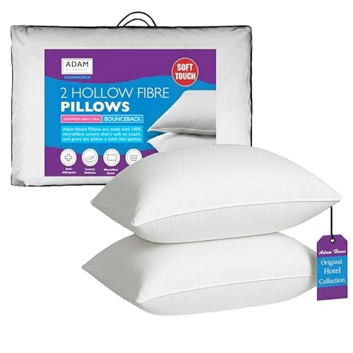 Image of Adam Home Pillows 2 Pack Firm Support Hotel Quality Side Sleeper Bounce Back Bed Pillow Quick rebound & Dust Proof Resistant Premium Filled Pillows Pack of 2