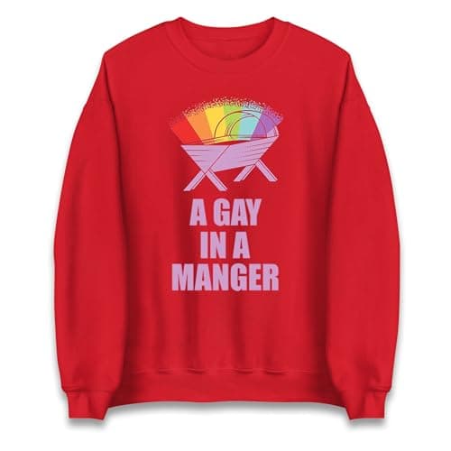 Image of A Gay in Manger Christmas Jumper, Unisex Christmas Festival Jumper Red