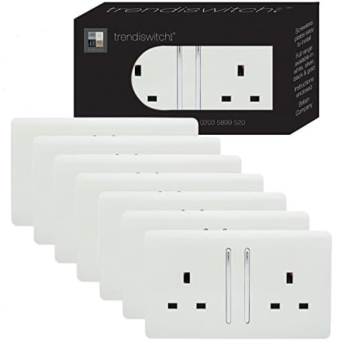 Image of Trendi 2 Gang Artistic Modern Glossy 13 Amp Switched Plug Socket (7 Pack)