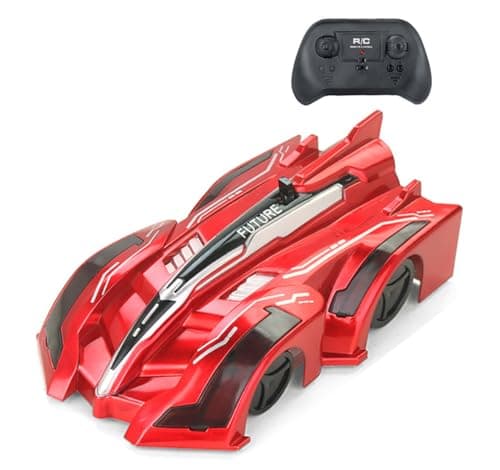 Image of Yangers Radio Remote Controlled Wall Climbing Car, 4 Channel Defy Zero Anti Gravity Goes Up Racing Climb Riding on Walls with LED Lights, USB Rechargeable Electric Race Toy for Kids Boy Girls (Red)