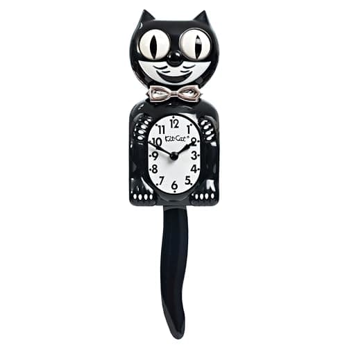 Image of Kit-Cat Tuxedo Clock, Limited Edition Anniversary, Black with Chrome Bow Tie, Classic Moving Eyes and Tail