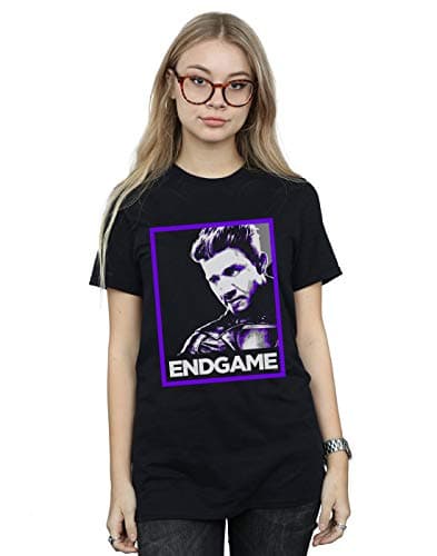 Image of Marvel Women's Avengers Endgame Hawkeye Poster Boyfriend Fit T-Shirt Black Small