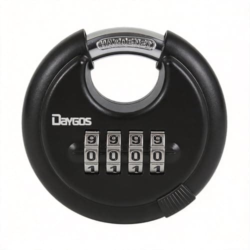 Image of DAYGOS Heavy Duty Padlocks with Code, Outdoor Disc Combination Padlock with 9.5mm Hardened Steel Shackle, Weatherproof Combination Lock for Shed, Garage, Storage Unit, Locker(Black, 1pcs)