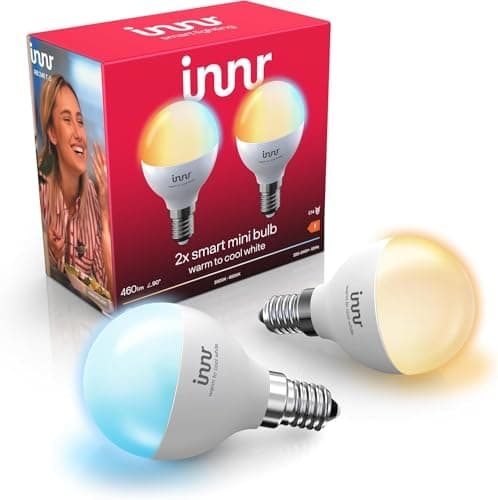 Image of Innr Zigbee E14 Smart Bulb, Works with Hue* and Alexa (Bridge Required), Warm White to Cool White, LED Mini Globe, Dimmable, 460 Lumen, 2-Pack