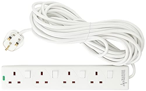 Image of PRO ELEC PELB1942 4 Gang Switched Surge Protected Extension Lead White, 10m
