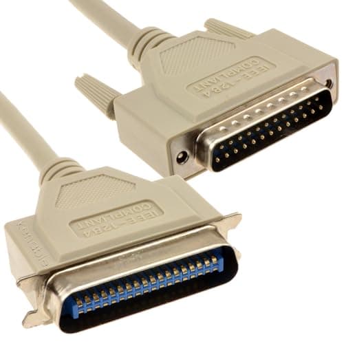 Image of kenable IEEE1284 Printer Cable 25 Pin D-Sub Male to 36 Pin Centronic Male Parallel Cable for Laser Inkjet Printers Bi-Directional ECP EPP Beige 5m
