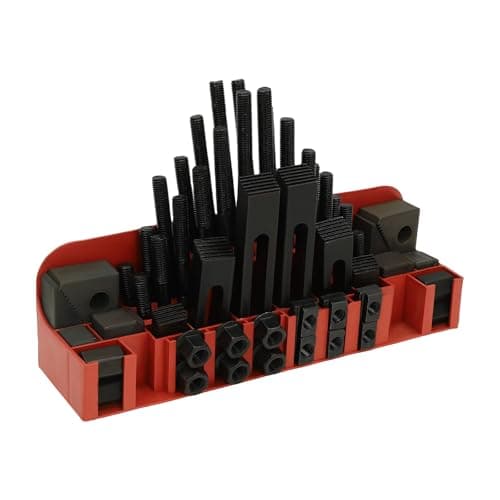 Image of 58PCS M12 T-Slot Clamping Kit Red & Black Cast Steel, High Strength Workholding Set, Heavy Duty Mill Clamp Set for CNC Lathe, Milling, Metal Workshop, Engineers, DIY Machinists