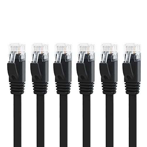 Image of Yauhody CAT 6 Ethernet Cable 0.5m Black 6Pack Network Cable High Speed CAT6 Ethernet Patch Leads 0.5m Lan Cable CAT6 Gigabit Internet LAN Patch Cable for TV Gaming Router(6Pack Black)