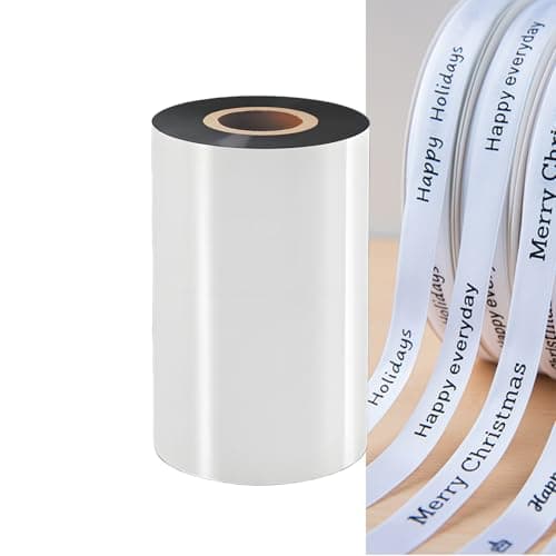 Image of Thermal Transfer Ribbon, Resin Ribbon for Satin Ribbon Printing Machine or Bar-Code Thermal Label Printers, Multiple Colors, 1'' core, 1 Roll (Black, 4.33" x984.25')