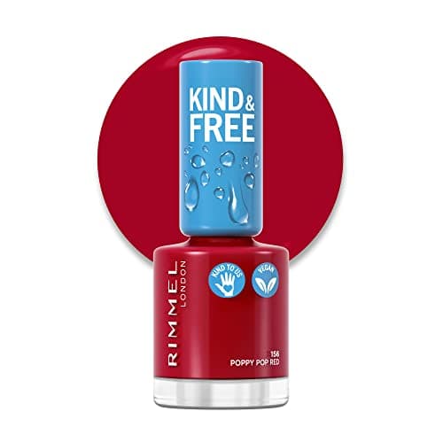 Image of Rimmel London Kind and Free Clean Nail Polish 8ml 156 Poppy Pop Red