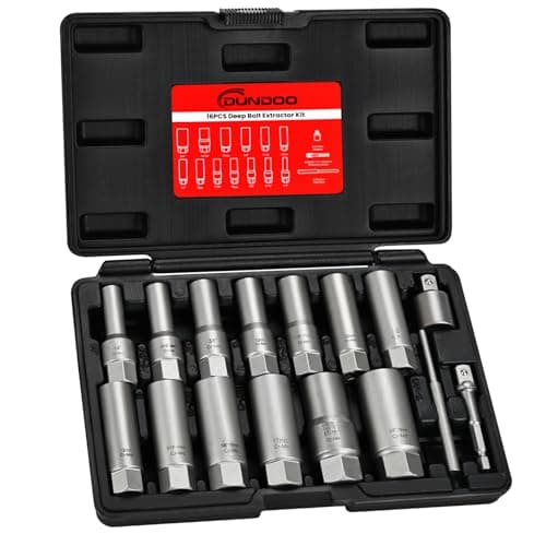 Image of 16pcs Bolt Extractor Kit, Stripped Bolt Extractor Set, Deep Long Easy Out Set, Lug Nut Remover Socket Tool for Studs, Damaged, Frozen, Rusted, Rounded-Off Bolts, Nuts