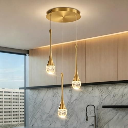 Image of ZenithBeam 59''/150cm Foyer Entrance Crystal Chandeliers Big Living Room 3Lights Ceiling Light Gold Staircase Pendant Lights High Ceiling Hanging Crystal Column Chandelier Attic Dimmable Fixtures