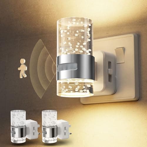 Image of LOHAS-LED Motion Sensor Night Light Plug in Wall, Plug in Night Light Warm White 3000K, ON/Off/AUTO Modes, 0-100lm Dimmable, Modern Acrylic Nightlight for Hallway Stairs Bedroom, 2 Pack