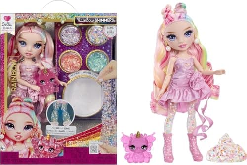 Image of Rainbow High Rainbow Shimmers with Slime - Bella, Pink - 28cm Fashion Doll, Comes with a Slime Kit and a Pet Llama, Suitable for Children Ages 4+