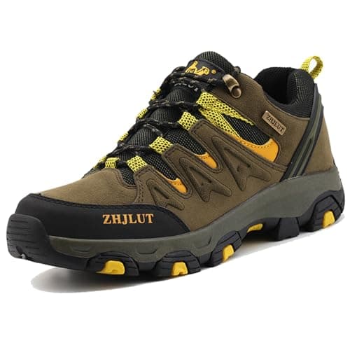 Image of Unitysow Men's Trekking Hiking Shoes Waterproof Walking Shoes Trainers Outdoor Lightweight Camping Climbing Shoes Sneaker,Dark Green,6.5 UK