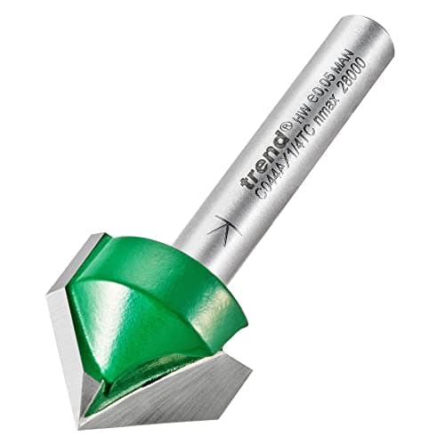 Image of Trend CraftPro Chamfer Router Cutter, 1/4 Inch Shank, 19.1mm Cut Diameter & 45 Degree V Groove, Tungsten Carbide Tipped, C044AX1/4TC