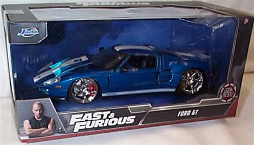 Image of Jada FAST & FURI0US Ford GT Blue White Stripe car 1:24 scale diecast model