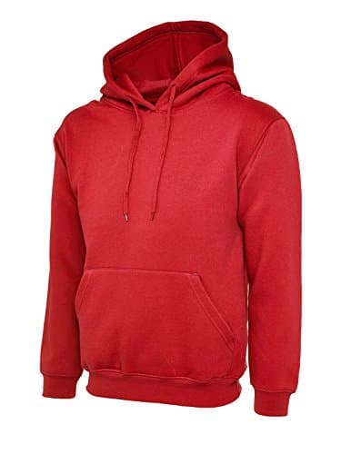 Image of Mens Classic Plain Pullover Hooded Sweatshirt Hoodie Sweater (22 Colours) Red