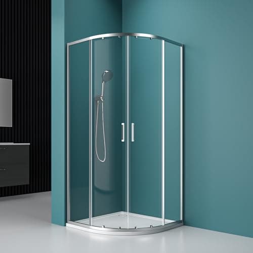 Image of Durovin Bathrooms 800 x 800 x 1950mm Quadrant Shower Enclosure Double Sliding Cubicle Door 6mm Toughened Safety Glass