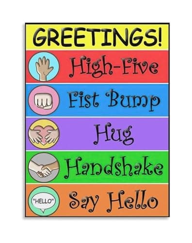 Image of REIUAFWYGV Classroom Greetings Poster Social Emotional Learning Tool for Teachers Behavior Management Educational Wall Decor(Framed,08x12inch(20x30cm))