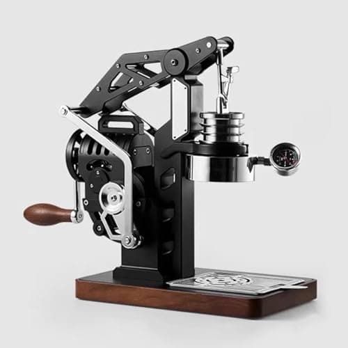 Image of Hand-Cranked Espresso Machine with Pressure Gauge for 58mm Portafilter, Non-Electric Mechanical Coffee Maker for Commercial and Home Use