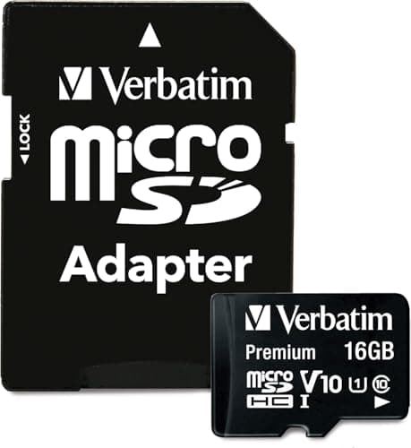 Image of Verbatim Premium U1-16 GB microSDHC Memory Card, incl. Adapter, Class 10, up to 80 MB/s Reading Speed, black