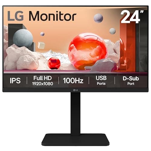 Image of LG Monitor 24BA550 - FHD 1080p IPS 24 inch, 100Hz, 5ms, Office Display, Built-in Power and Speakers, USB Hub, D-Sub, HDMI, DisplayPort, Matte Black