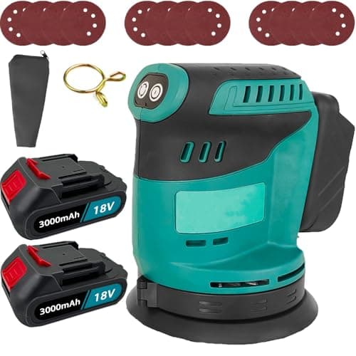 Image of Cordless Sander with 2pcs 18v 3000mah Batteries, 125mm 13000rpm 3 Variable Speed Random Orbital Sander, 12pcs Sandpapers, Efficient Dust Collector, Ideal for DIY, Sanding Down & Finishing Wood