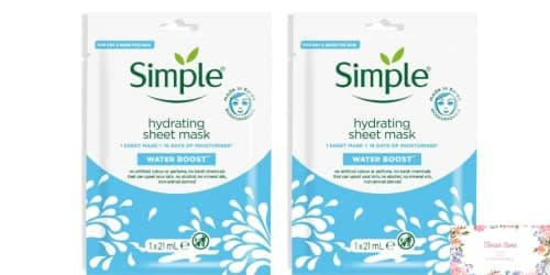 Image of Temas Store Simple Water Boost Face Sheet Mask 21ml Face Pampering Gift Box | 2 x Simple Ultra Hydrating Sheet Mask |For Sensitive Skin, Dull & Tired Face| Soothing Face Reviving Mask |Gift Box Ready