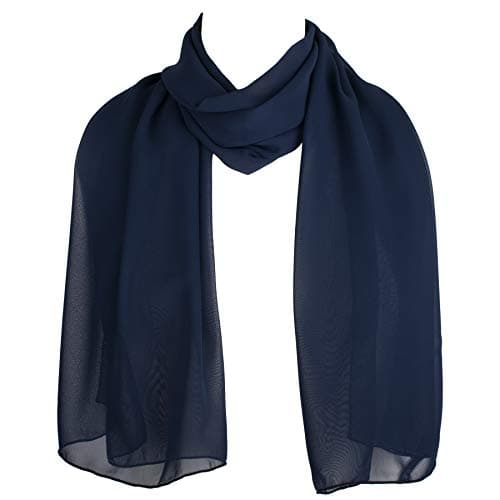 Image of Hat To Socks Women’s Premium Korean Made Chiffon Scarf – Lightweight Sheer Fashion Wrap, Soft Elegant Shawl for All Seasons (Navy Blue)