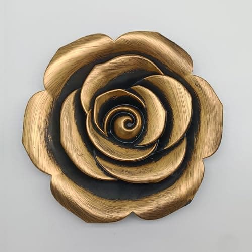 Image of MCCXXII Black and Copper Gold 3D Rose Wall Decor, Dramatic Rose Flower Art Sculpture with Hook for Home Living Room Office Gothic Glam Decor, 25x24.5x3.1cm(9.8"x9.6"x1.2")